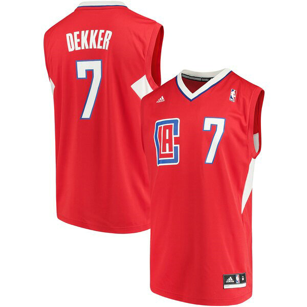 Camiseta Sam Dekker 7 Los Angeles Clippers adidas Road Replica Rojo Hombre
